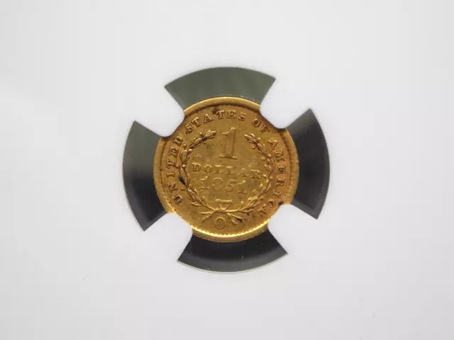 1851 "O" $1 Liberty Head GOLD One Dollar *TYPE 1* $1 NGC XF40 #001 Extra Fine 2