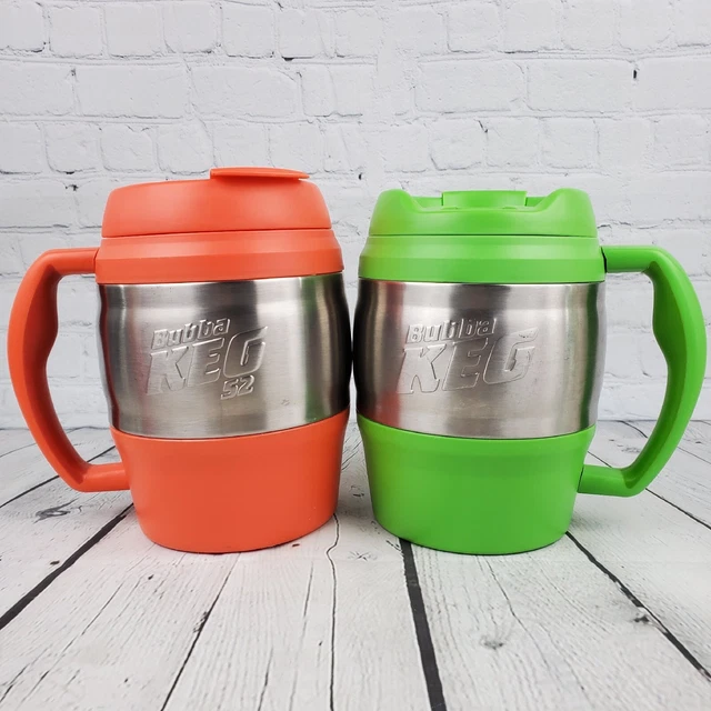 Big Bubba Keg Orange and Green Classic Insulated Mugs 52 oz Lot of 2