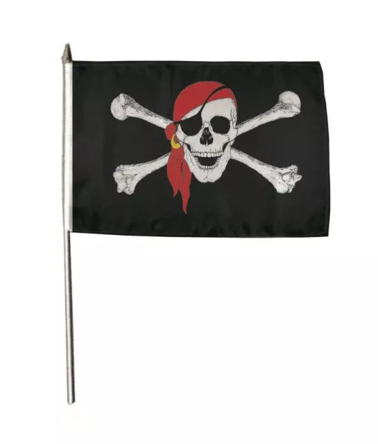 Stockflagge Fahne Flagge Pirat rotes Kopftuch 30 x 45 cm