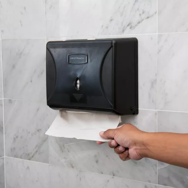 Hand Paper Towel Dispenser Wall Mount Touchless Commercial Folded Bathroom Black