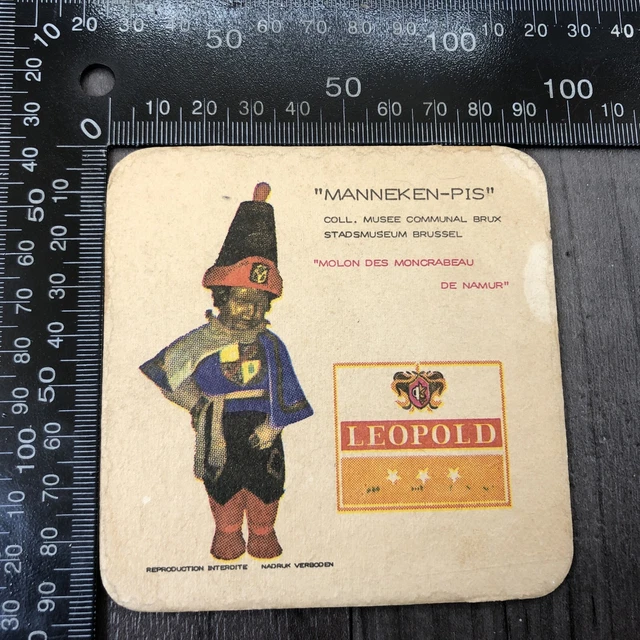 Authentic Vintage Cardboard Beer Mat Coaster Leopold Manneken - Pis German Rare