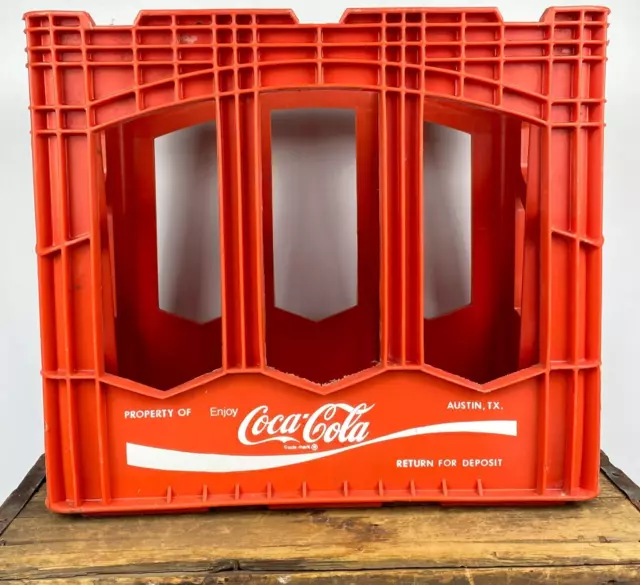 Coca-Cola Coke Red Plastic 2 Liter Bottle Carrier Case Crate Austin TX Husky VTG