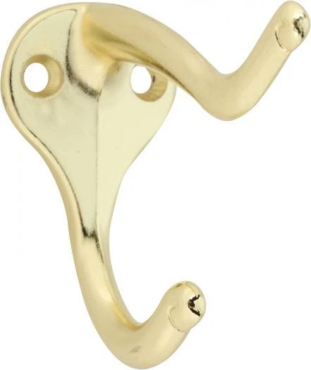 Stanley Hardware 756100 Bright Brass Coat & Hat Hooks, 2 Count