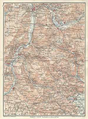Carta geografica antica TRENTO BOLZANO TRENTINO ADIGE TCI 1920 Old antique map 