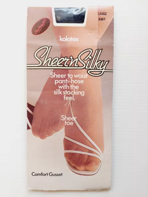 Kolotex, Sheer n Silky Pantyhose, New old stock, Large, Navy