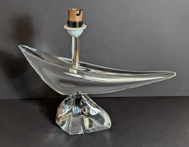 Vintage DAUM France Crystal Studio Glass Ship Lampbase / Lamp Base Signed