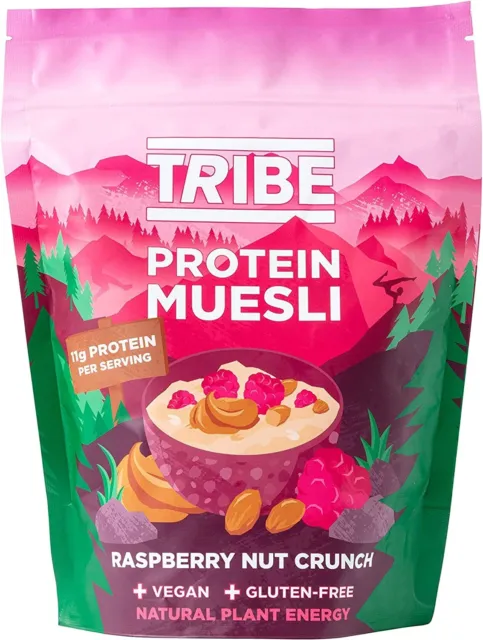 Tribe Protein Muesli (borsa) - scricchiolio noci lampone 400 g (confezione da 5)
