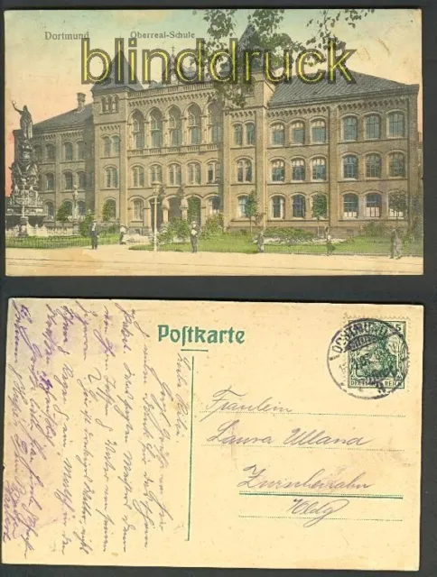 Dortmund farb-AK Oberrealschule 1907 (d4385)