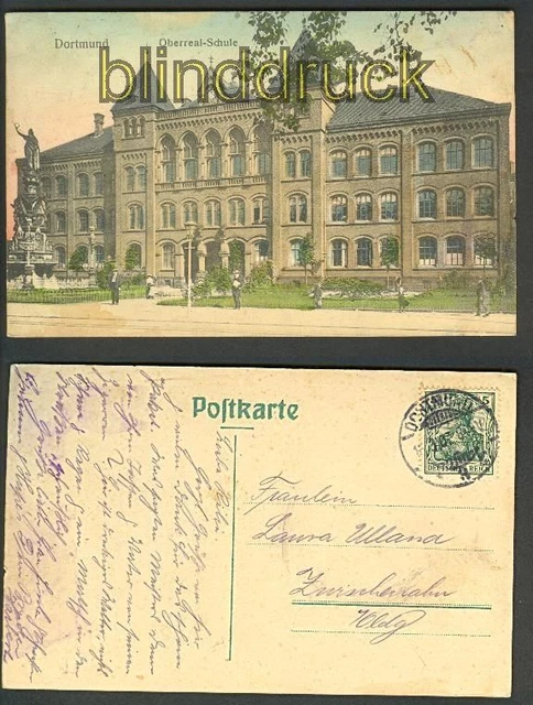 Dortmund farb-AK Oberrealschule 1907 (d4385)