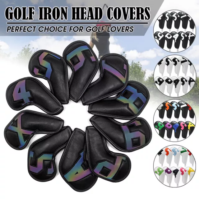 10 Pcs Set New Golf Iron Head Covers PU Golf Irons Set Covers For Man Women