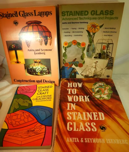 Stained Glass Book Lot How-To Instruction Patterns Window Etching Lamps, Project