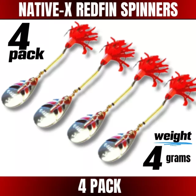 Native-X Redfin Spinners Size-4gr - 4pk (Silver)