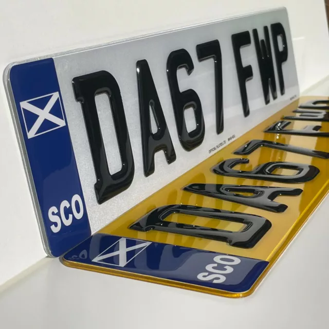 Scotland 3D Gel Number Plates Front and Rear for Car / Van Registration Plate