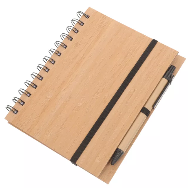 Lined Spiral Notebook A5 Wood Grain Monthly Planner Work Notepad