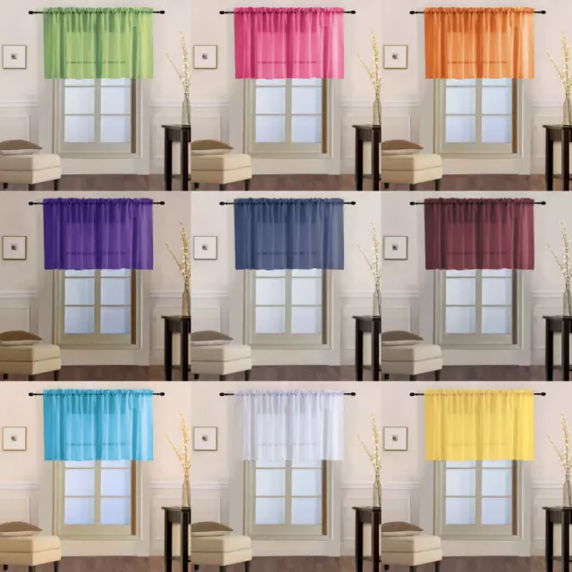 1PC Voile Sheer Straight SMALL Window Valance Topper Waterfall Rod Pocket V16