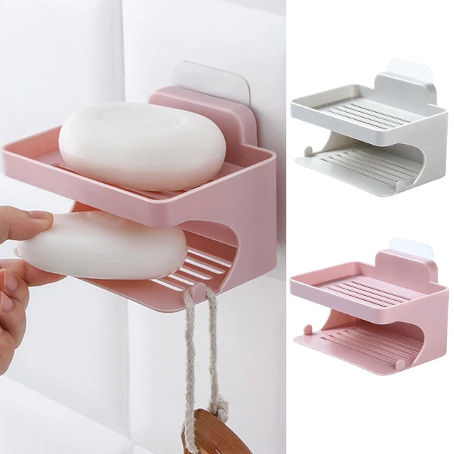 Bathroom Waterfall Tray Holder Soaps Plate Suction Case Containers Dish Storage