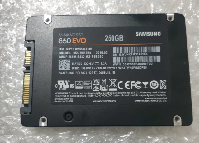 Samsung 860 EVO MZ-76E250 250GB SATA 2.5 Internal Solid State Drive Laptop Pc