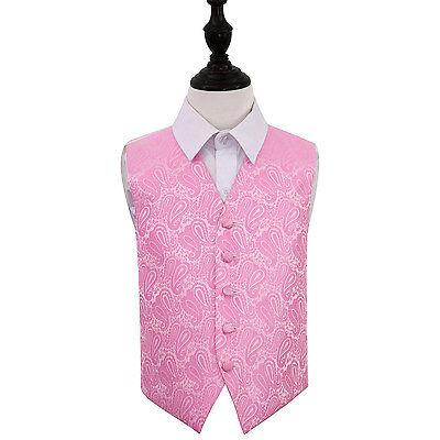 DQT Woven Floral Paisley Baby Pink Page Boys Wedding Waistcoat 2-14 Years
