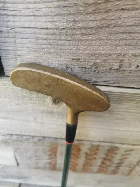 Vintage Unbranded Brass Putter 35” Steel Shaft Left Or Right Handed Golf Club.