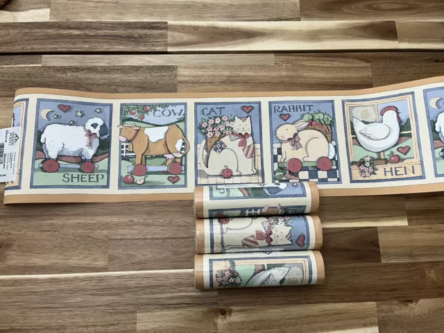 4X De colección Moda Point Susan Winget 1995 Papel pintado borde granja bebé guardería