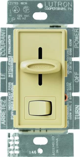 Lutron S-600-IV Skylark Preset Dimmer Switch - 600W, 1-Pole, Ivory