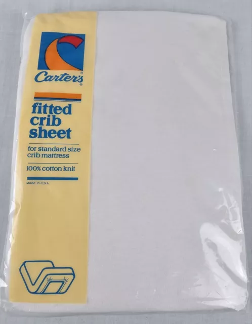 Vintage Carters Fitted Crib Sheet White 100% Cotton Knit USA Made Sealed New NIP