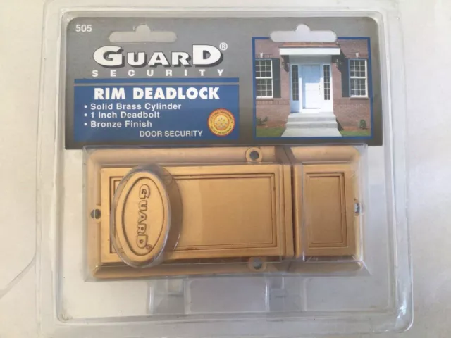 Guard Security Rim Deadlock Bronze Finish Solid Brass Model # 505 NEW SEALED