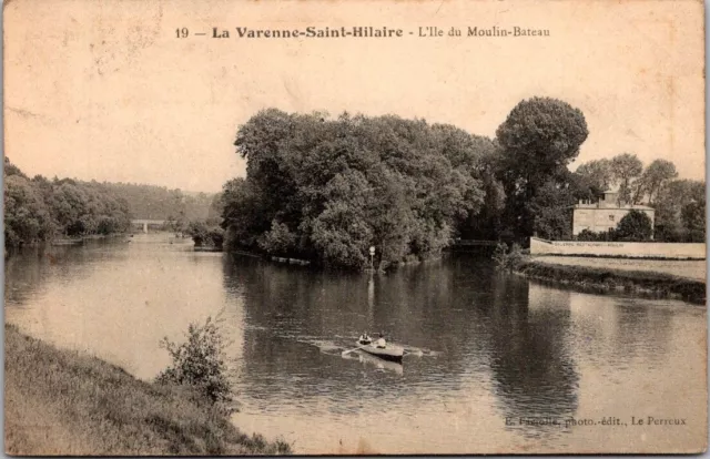 *47369 cpa La Varenne Saint Hilaire - L'Ile du Moulin Boat