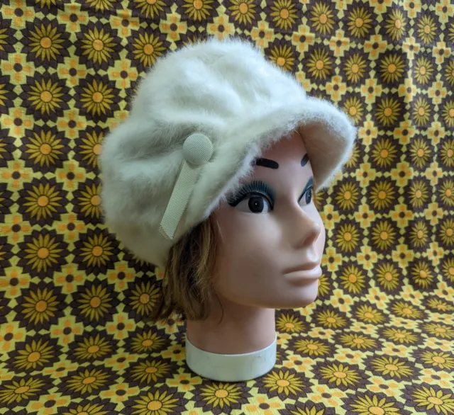 Cappello angora bianco vintage anni '60 Kangol