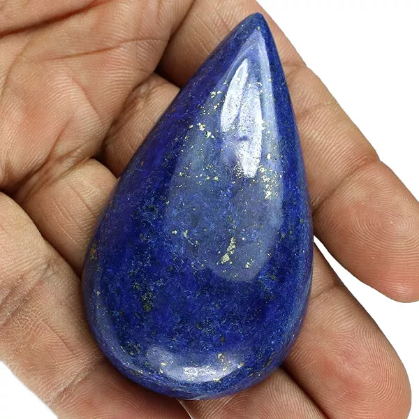Haut Thérapeutique Bijou 301 CT Naturel Or Flocons Bleu Lapis Lazuli Poire Cab