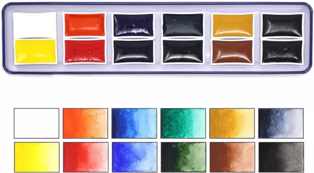Juego de pintura de acuarela Artway de alto pigmento - 12 sartenes/colores