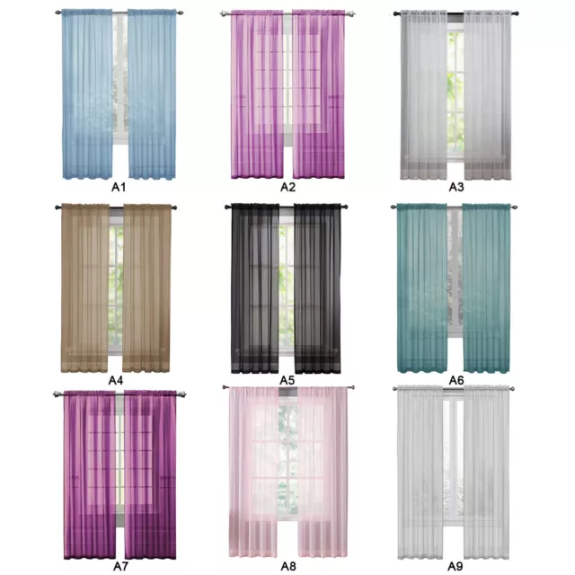 Window Curtains Sheer Voile Kitchen Drapes Living Room Tulle Panel Home Decor