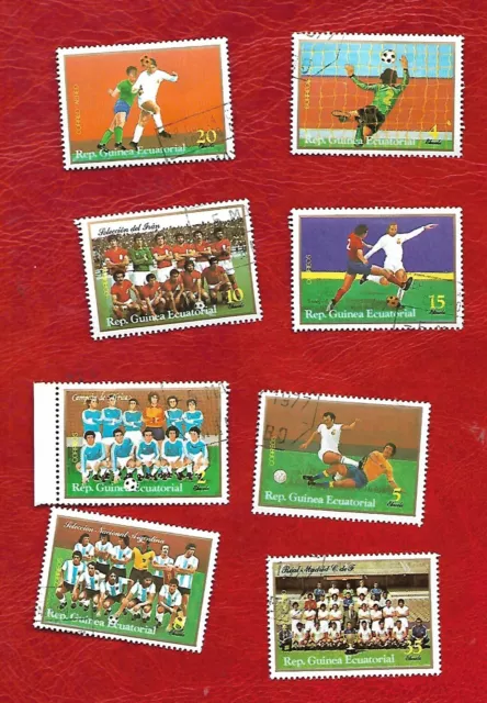 8 Equatorial Guinea postage stamps with football images incl Real Madrid team