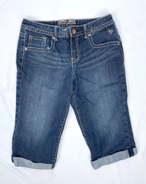 Justice Girls 14 1/2 Simply Low Capris Denim Jean Pants Rolled Hem