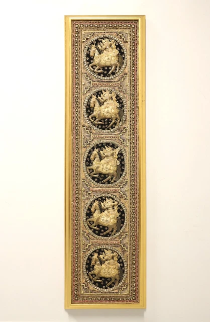 Mid 20th Century Burmese Framed 16 x 66 Kalaga Tapestry