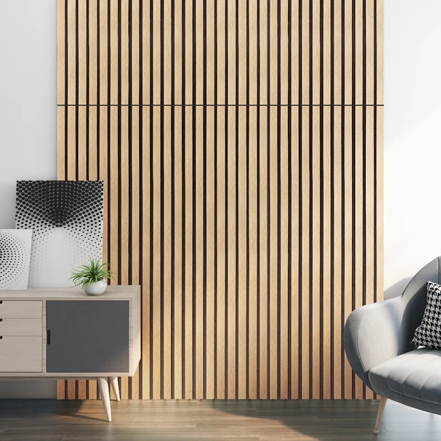 [NUEVO. MADERA] 4x Paneles de pared Paneles acústicos Lamas de pared Revestimiento de pared MDF 2,88m2
