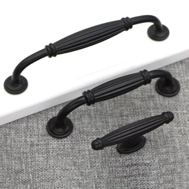 2 X Noir Porte Armoire Tirer Poignée Placard Garde-Robe Tiroir Bouton Meuble