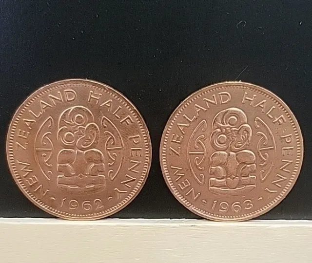 New Zealand 1962 & 63 Half Penny
