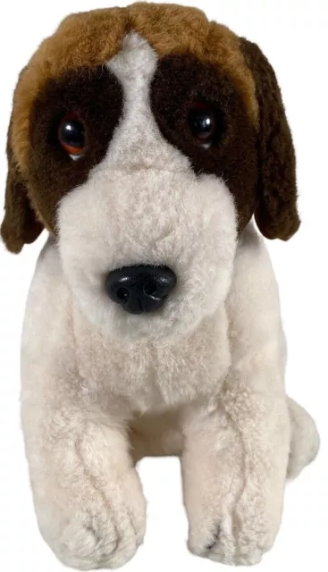 Vtg Saint Bernard Puppy Dog Plush 11" Brown White Beethoven Animal Stuffed Toy