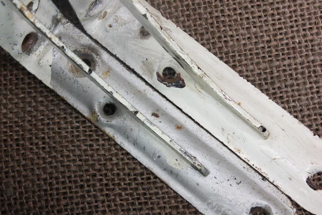 2 Old Shelf Support Brackets 4 X 5" Rustic White Silver Paint Vintage Industrial 7