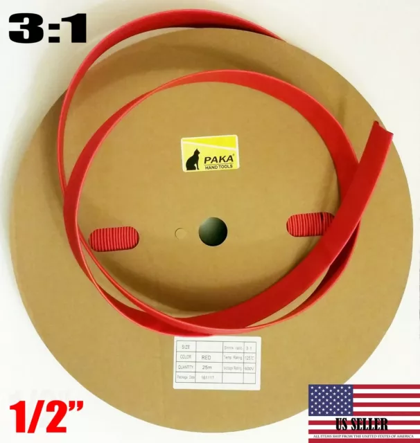 10 FEET-  1/2" DUAL WALL Red Heat Shrink Tubing  3:1 Adhesive Glue Lined Tube