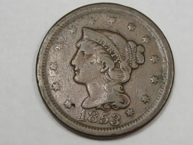 1853 US Braided Hair Large Cent Coin. #32