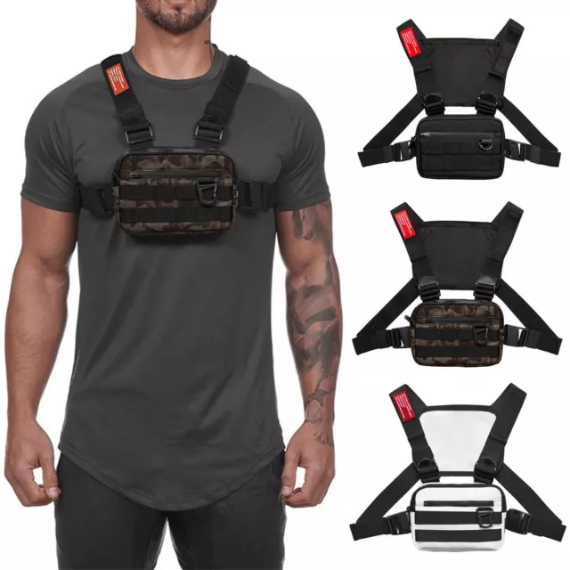 Men Chest Rig Vest Bag Hip Hop Tactical Harness Chest Waist Pack Fashion Pouch