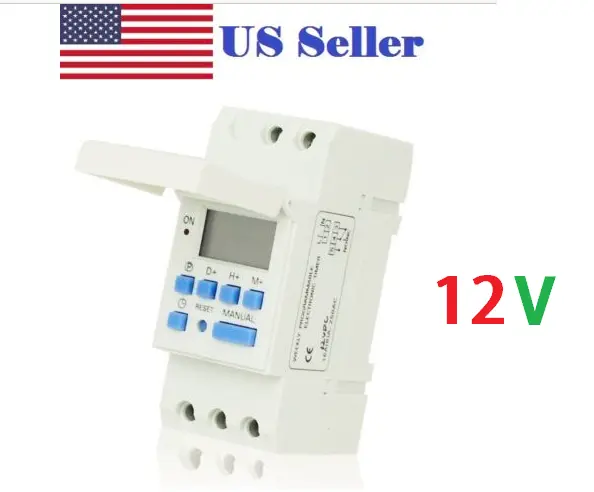 DC12V 16A Digital LCD DIN Programmable Weekly Rail Timer Time Relay Switch