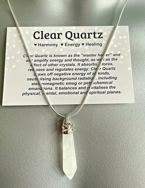 Natural Quartz Chakra Crystal Healing Point Cut Gemstone Pendant Reiki Necklace
