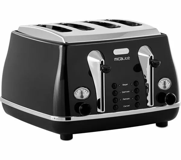 De'Longhi CTOM4003.BK 4 Slice Toaster Icona Micalite with Defrost Function 3