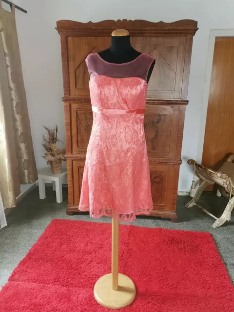 Cocktailkleid Standesamt Spitze Tüll gr 34 fuchsia neu aus Brautmodengeschäft