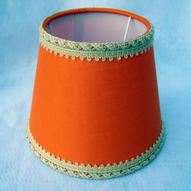 Abat-Jour en Tissu Orange 35 CM Avec Corde En Dentelle pour Lustre