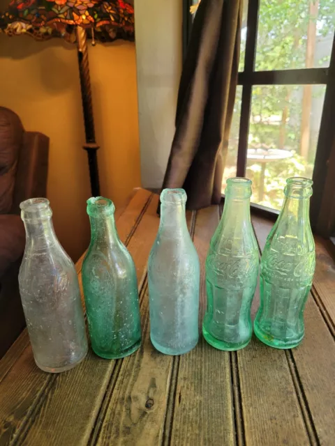 5 Original Florida Straight Side Sided curved Coca Cola Bottles Vintage As Is