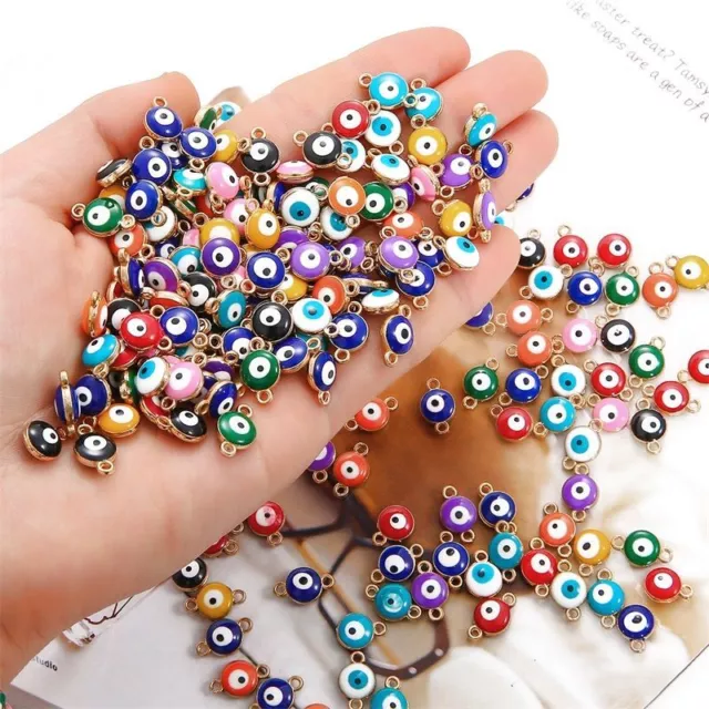 Enamel Cute Eye Beads-Metal Charm Connectors DIY Bracelet Earring Pendant 10pcs